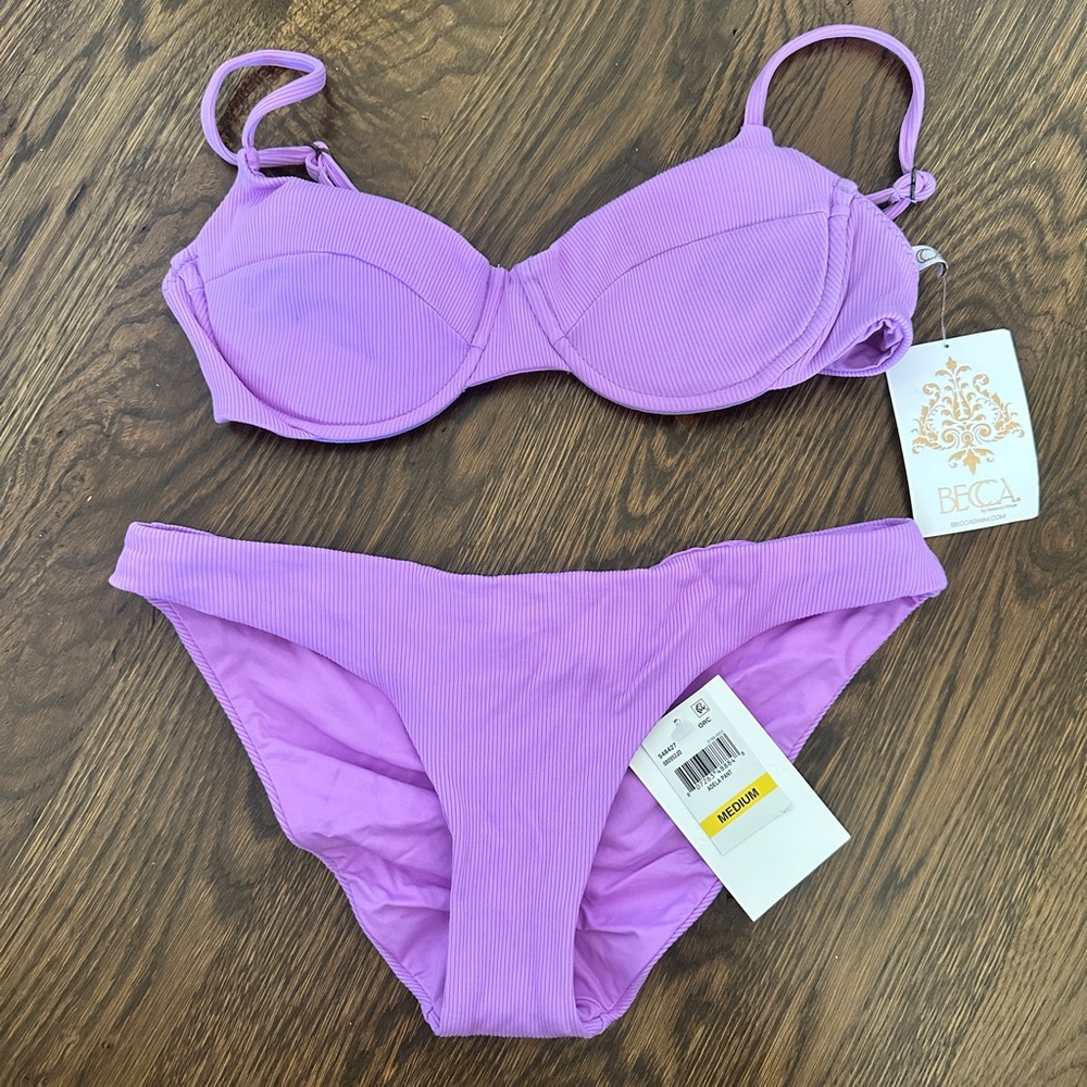 BECCA Lilac Ribbed Underwire Bikini Set